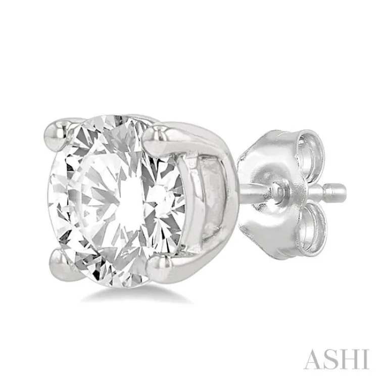 1 ctw Round Cut Diamond Stud Earring in 14K White Gold