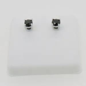 1.00cttw Black Diamond Earrings Studs 10K White Gold