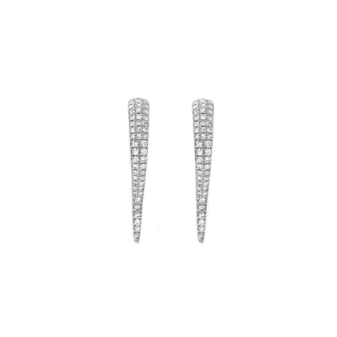 14K Gold and Pave Diamond Dagger Hoops Earrings