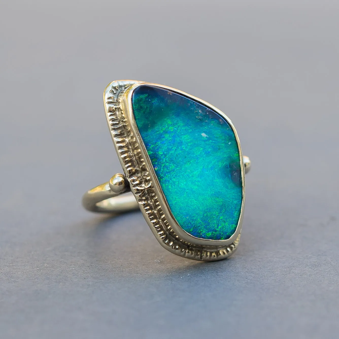 14k Gold Boulder Opal Ring- Sz 8