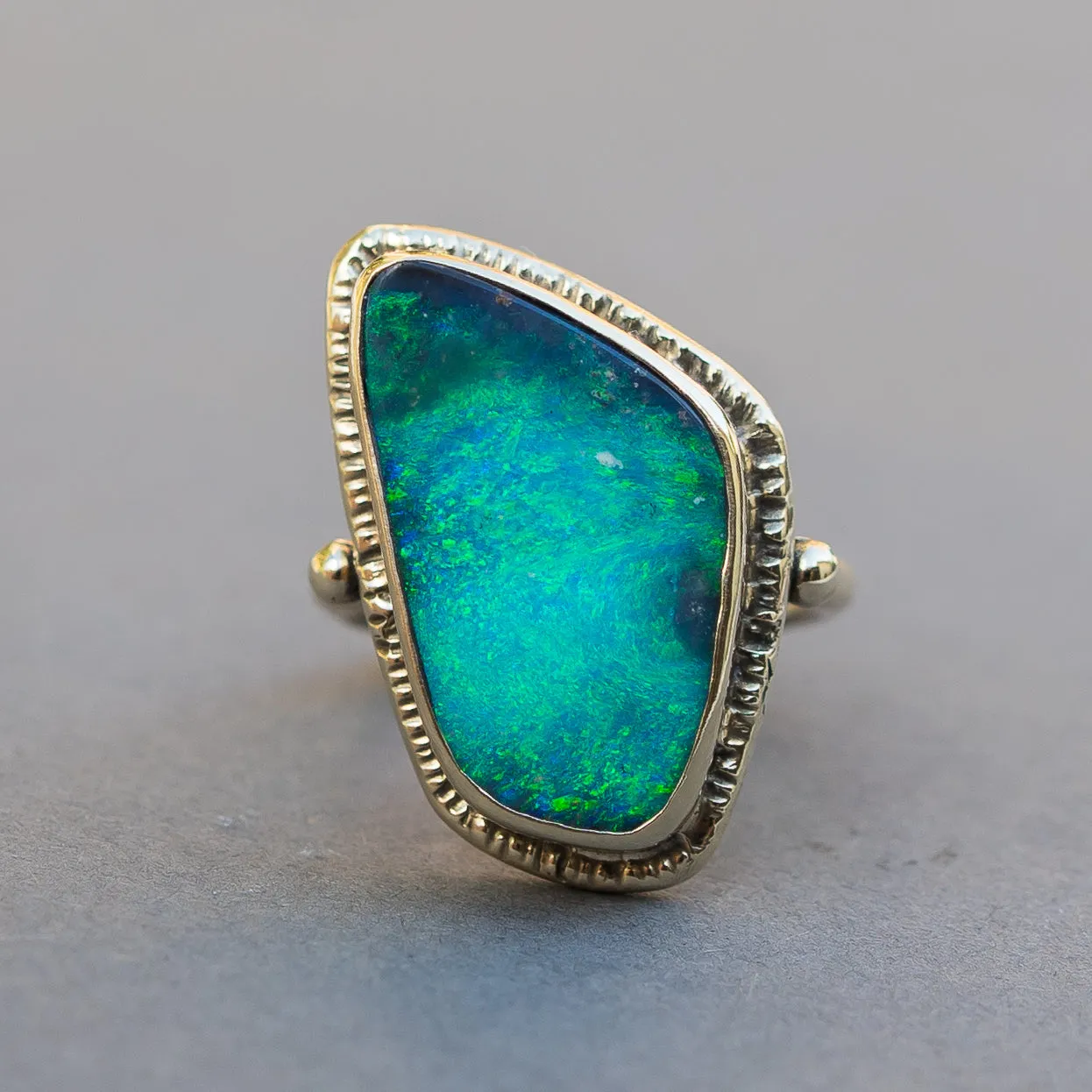 14k Gold Boulder Opal Ring- Sz 8