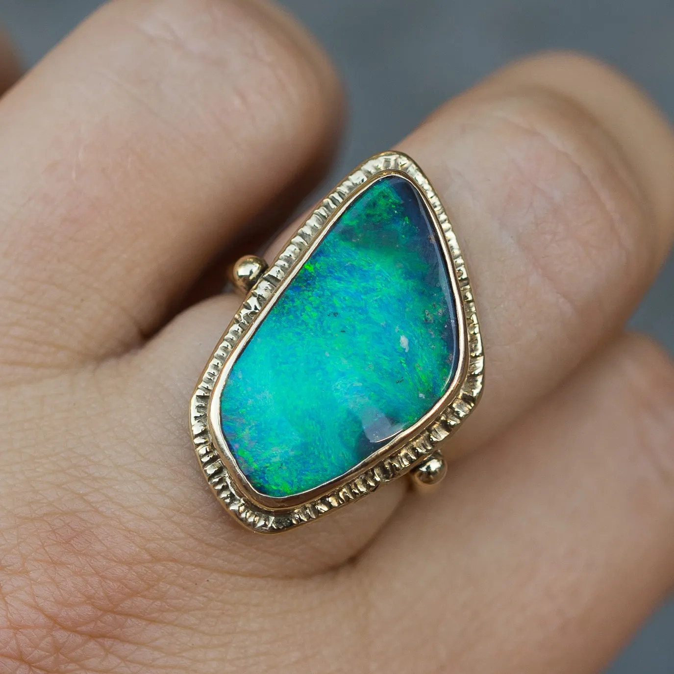 14k Gold Boulder Opal Ring- Sz 8