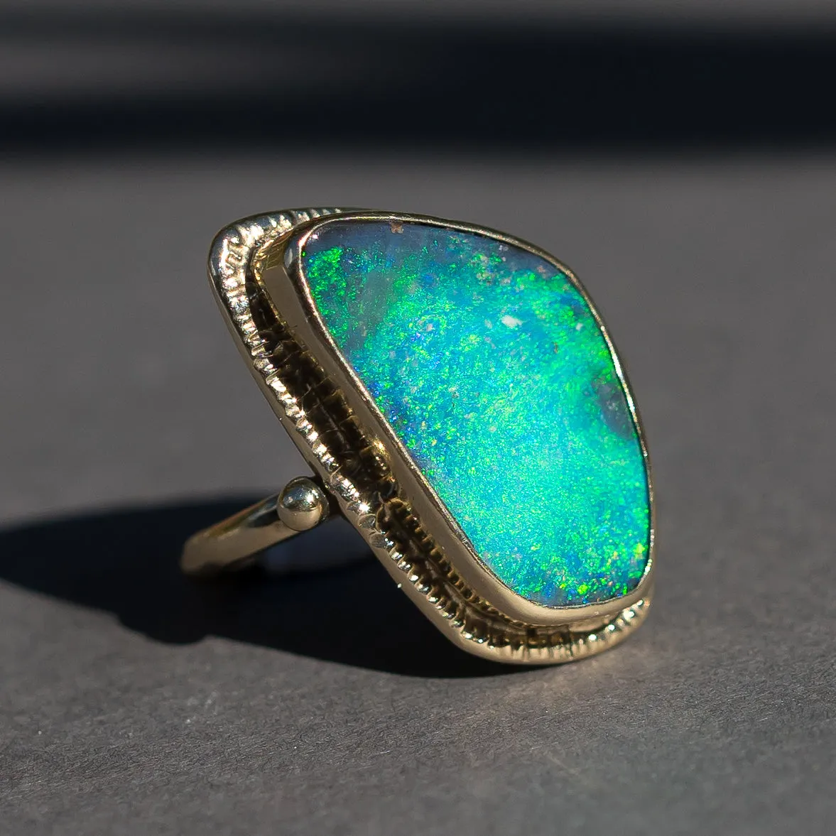 14k Gold Boulder Opal Ring- Sz 8