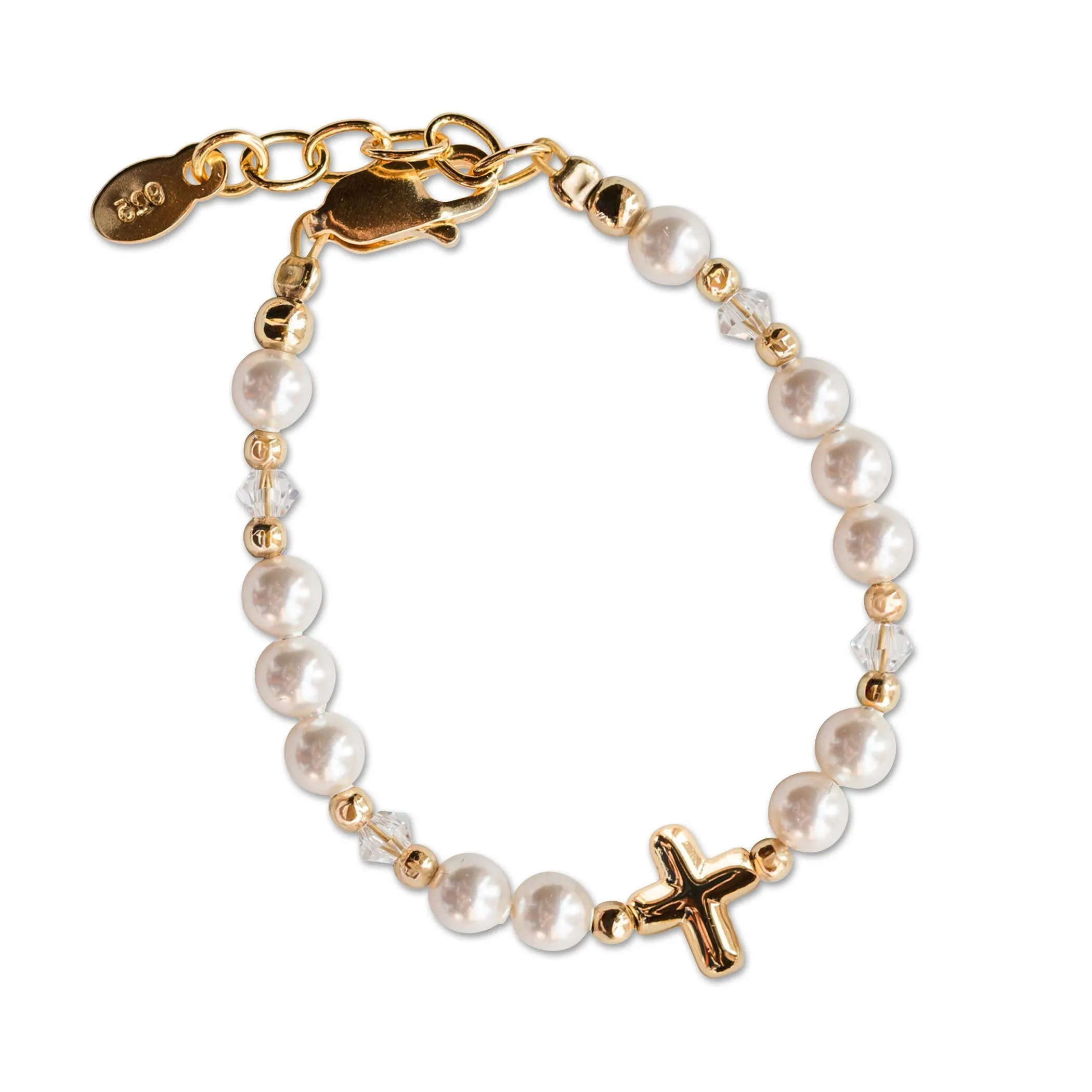 14K Gold-Plated Baby Cross Bracelet Baptism & Communion Gift: Small 0-12m