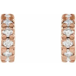 14K Rose Gold 1/4 CTW Lab-Grown Diamond French-Set Huggie Earrings