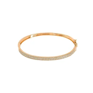 14K Rose Gold Diamond Bangle W/ VS Diamonds & Semi-Encrusted Band