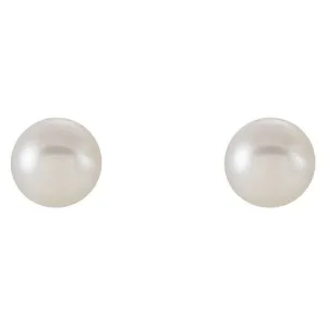 14K White 6-6.5 mm Cultured White Freshwater Pearl Earrings