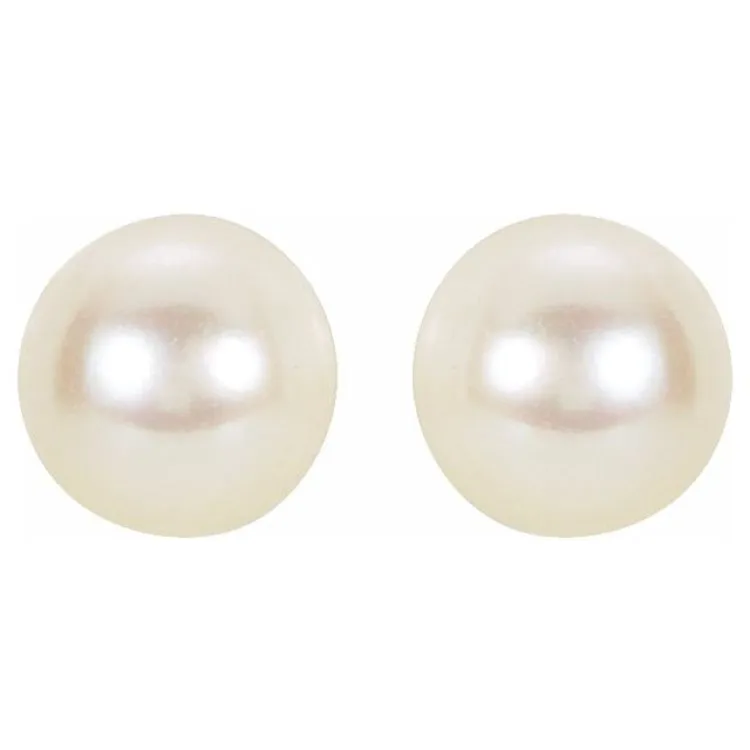 14K White 6 mm Cultured White Akoya Pearl Earrings