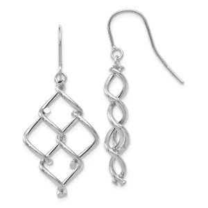 14K White Gold Polished Twisted Dangle Earrings