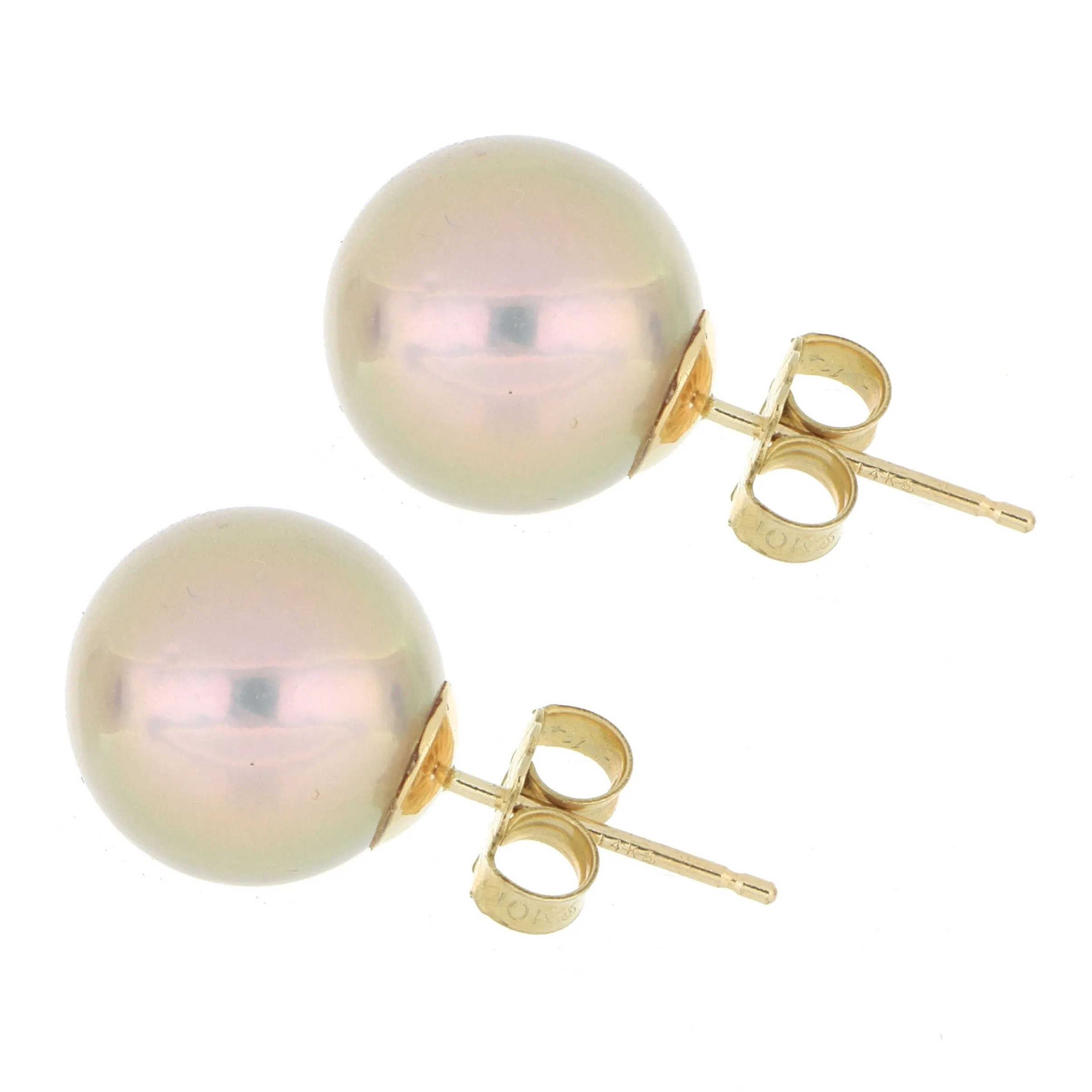 14k Yellow Gold 10-10.5mm Fresh Water Pearl Studs