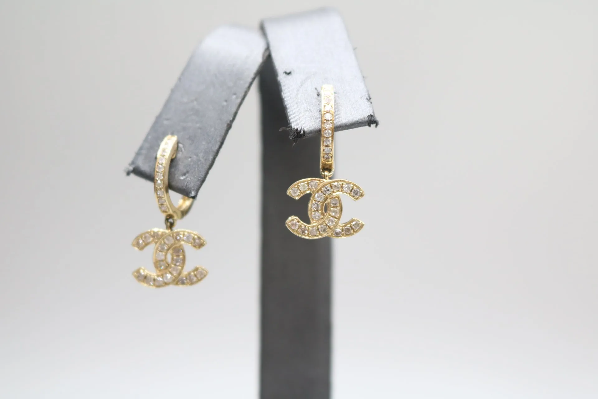 14K Yellow Gold Diamond CC Drop Earrings (0.60 CTW)