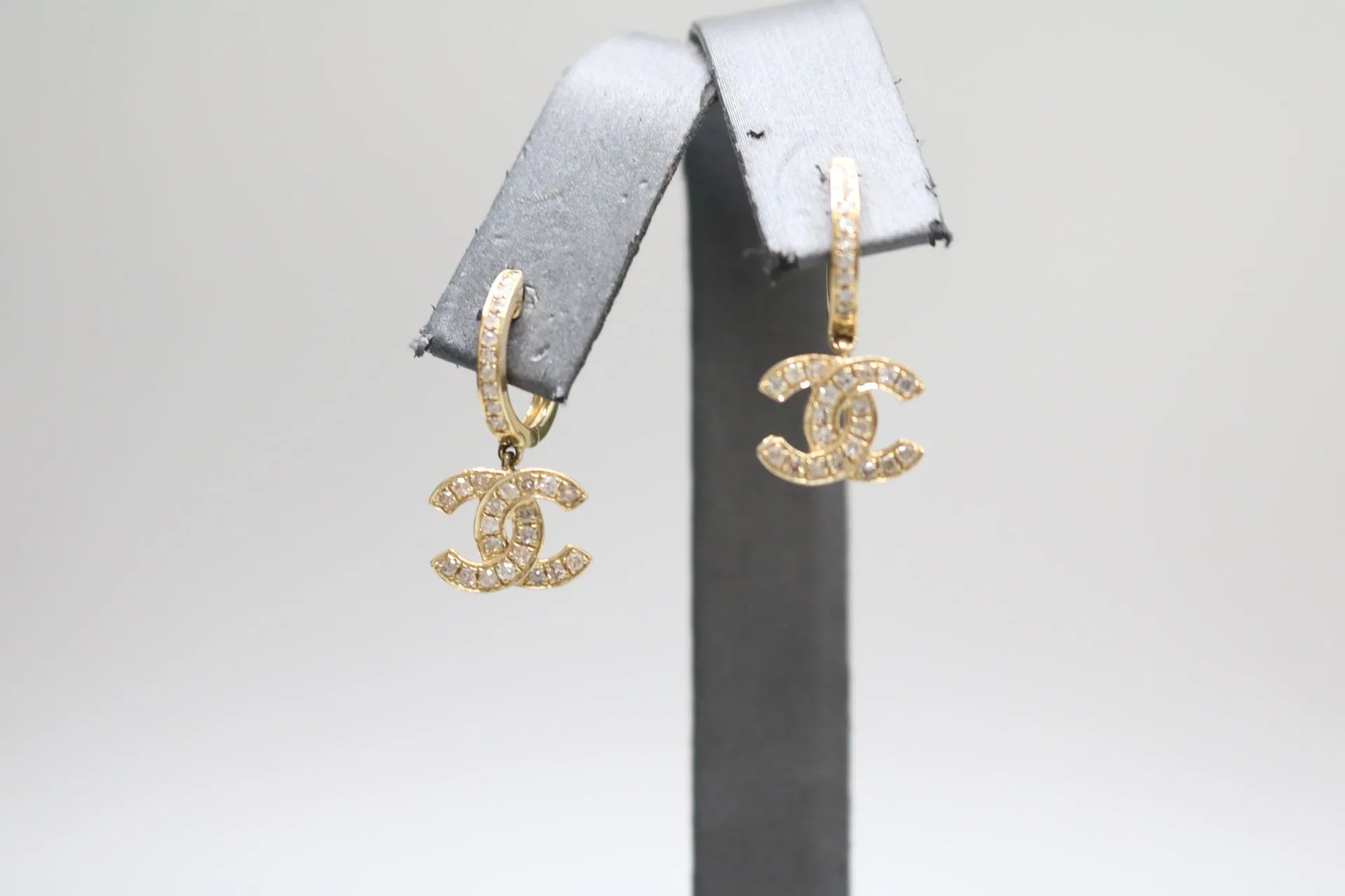 14K Yellow Gold Diamond CC Drop Earrings (0.60 CTW)