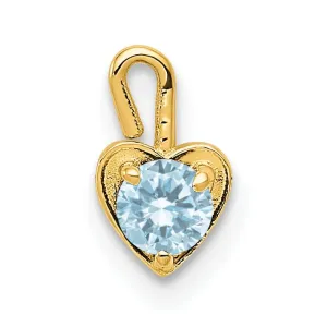 14k Yellow Gold March Birthstone Heart Charm