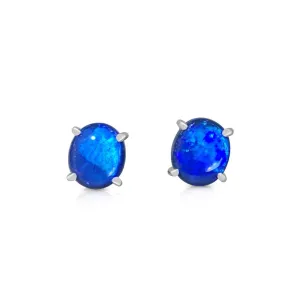 14KT White Gold earring Black Opal studs