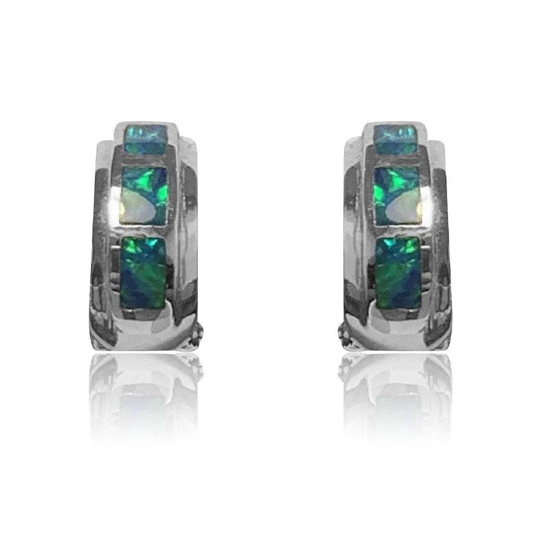 14kt White Gold Inlay Opal earrings