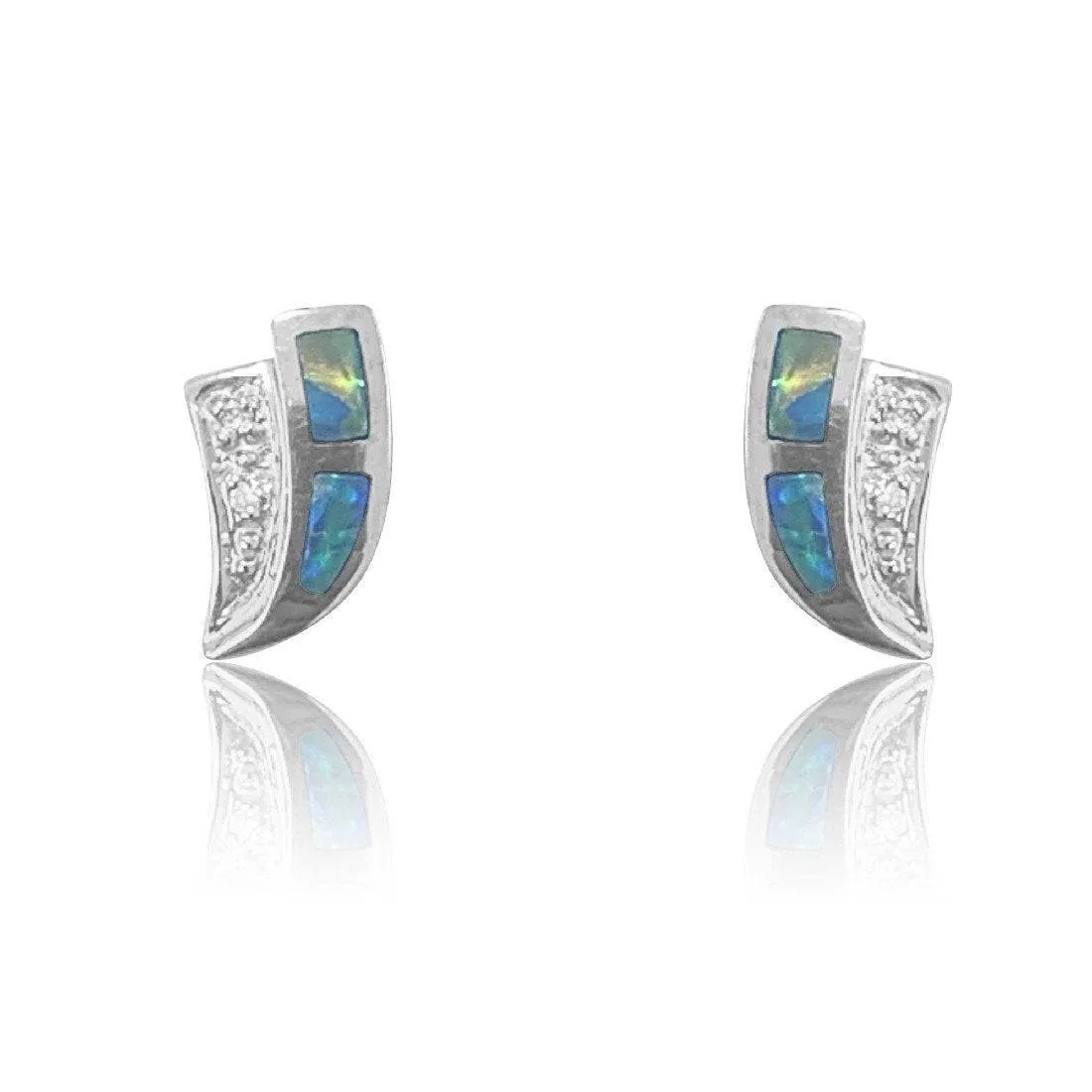 14kt White Gold Opal and diamond earrings