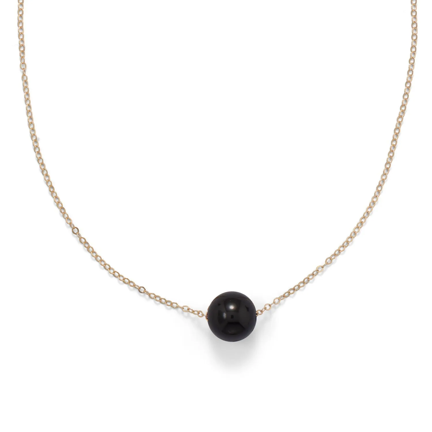 16"   2" Gold Filled Black Onyx Necklace