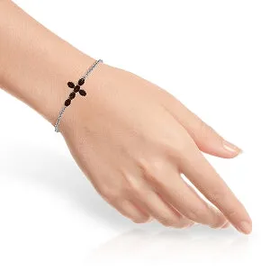 1.7 Carat 14K Solid White Gold Cross Bracelet Natural Garnet