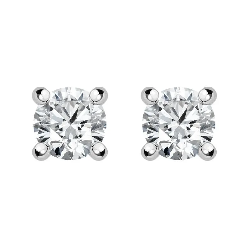 18ct White Gold 0.25ct Diamond Solitaire Stud Earrings D