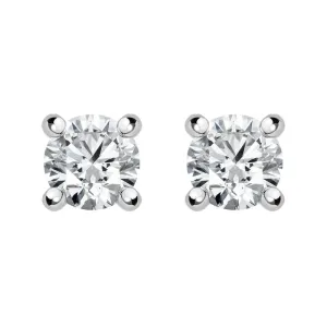 18ct White Gold 0.25ct Diamond Solitaire Stud Earrings D