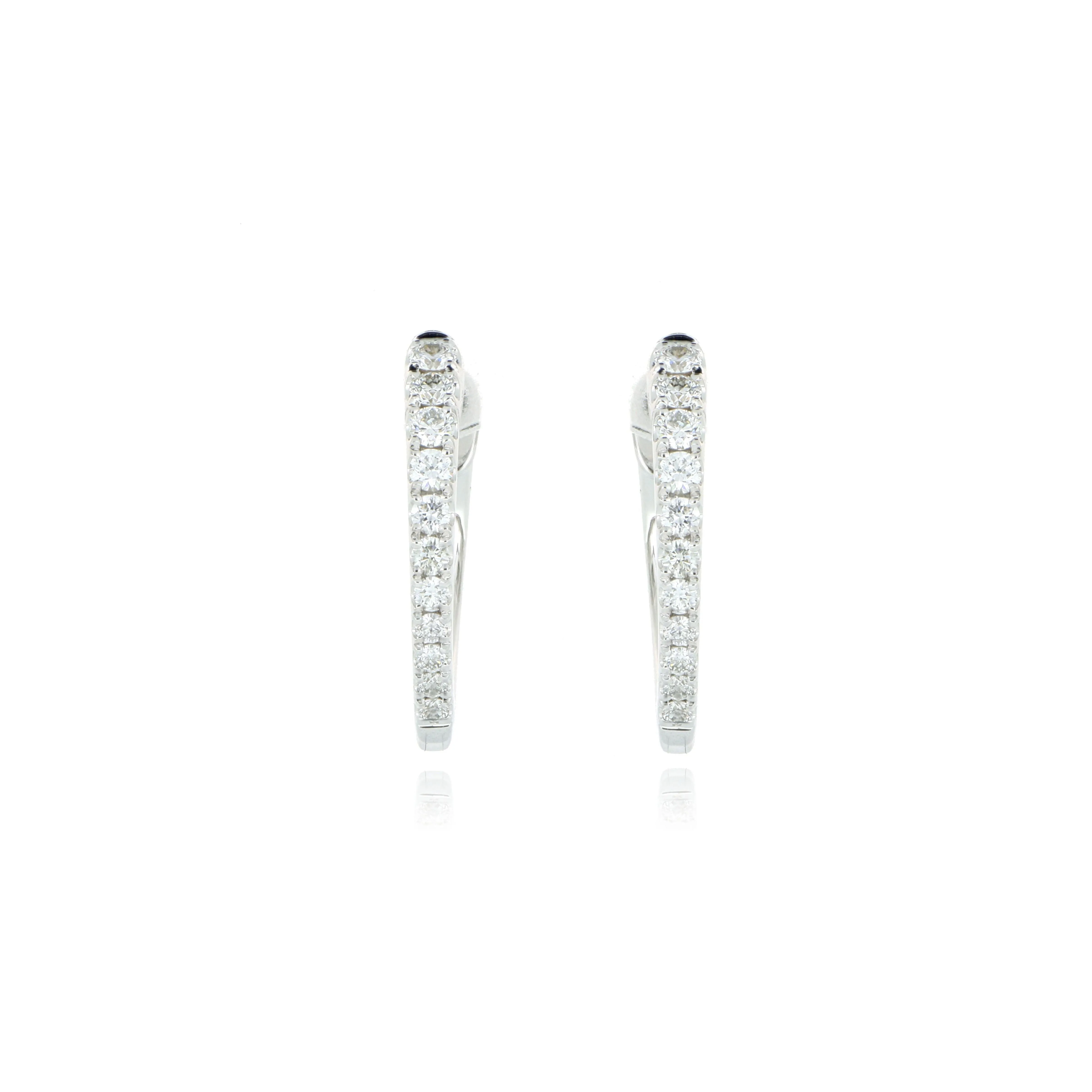 18k White Gold Diamond Imperial Huggie Earrings