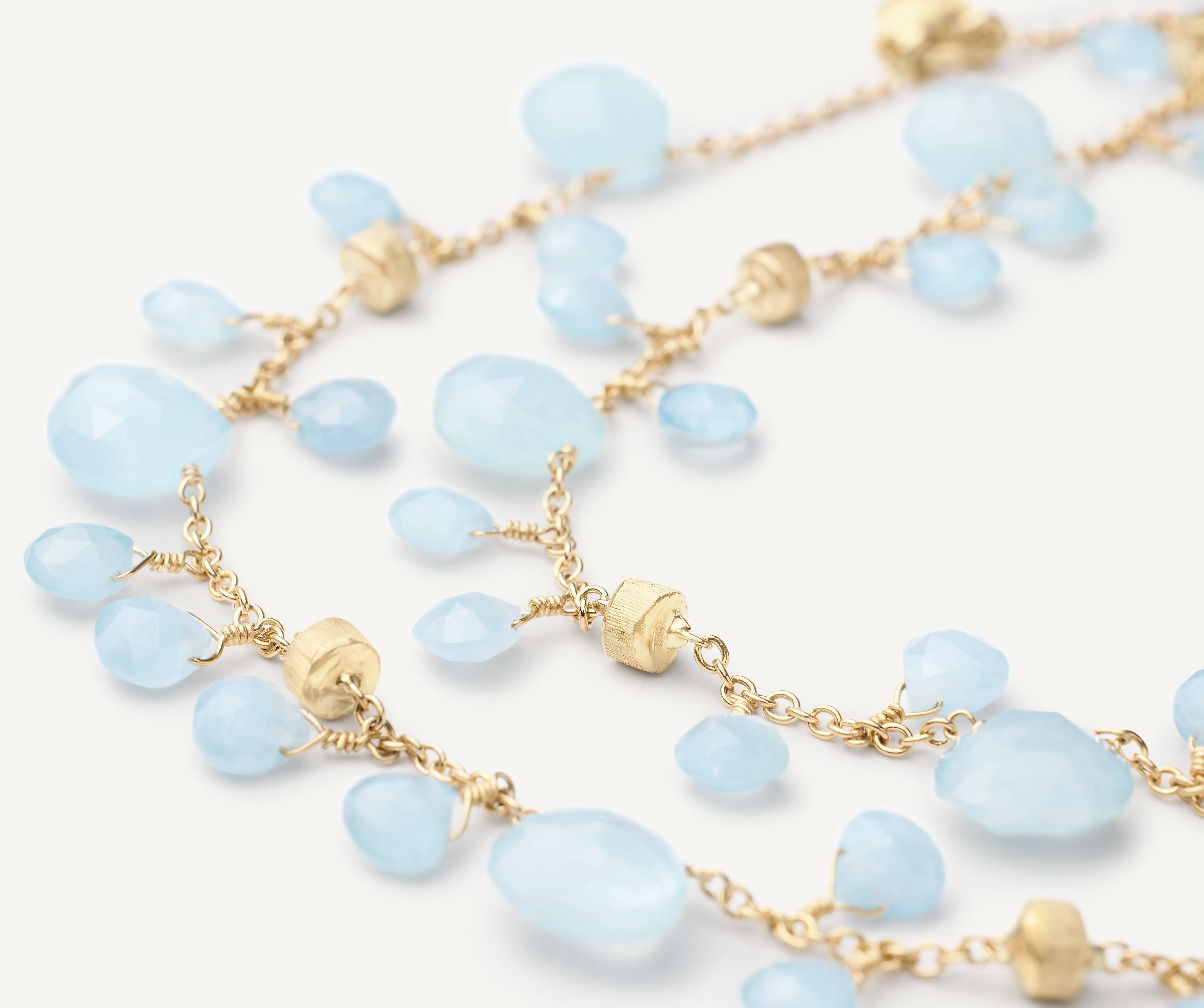 18K Yellow Gold Double-Strand Aquamarine Bracelet