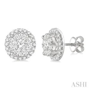 2 Ctw Lovebright Round Cut Diamond Earrings in 14K White Gold