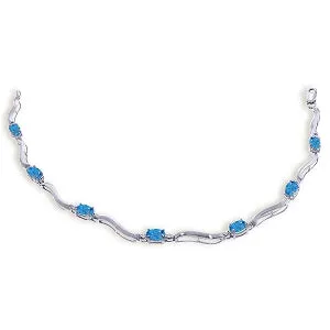 2.16 Carat 14K Solid White Gold Tennis Bracelet Diamond Blue Topaz