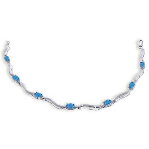 2.16 Carat 14K Solid White Gold Tennis Bracelet Diamond Blue Topaz