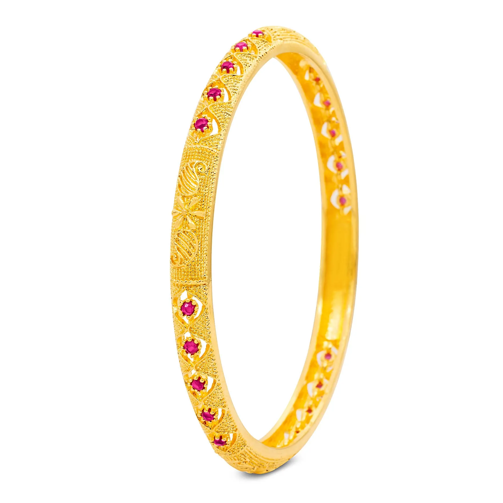 24ct Heavy Gold Plated Stone Bangle PSB16R-022