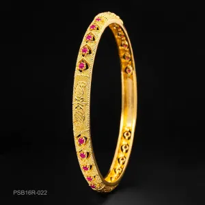 24ct Heavy Gold Plated Stone Bangle PSB16R-022