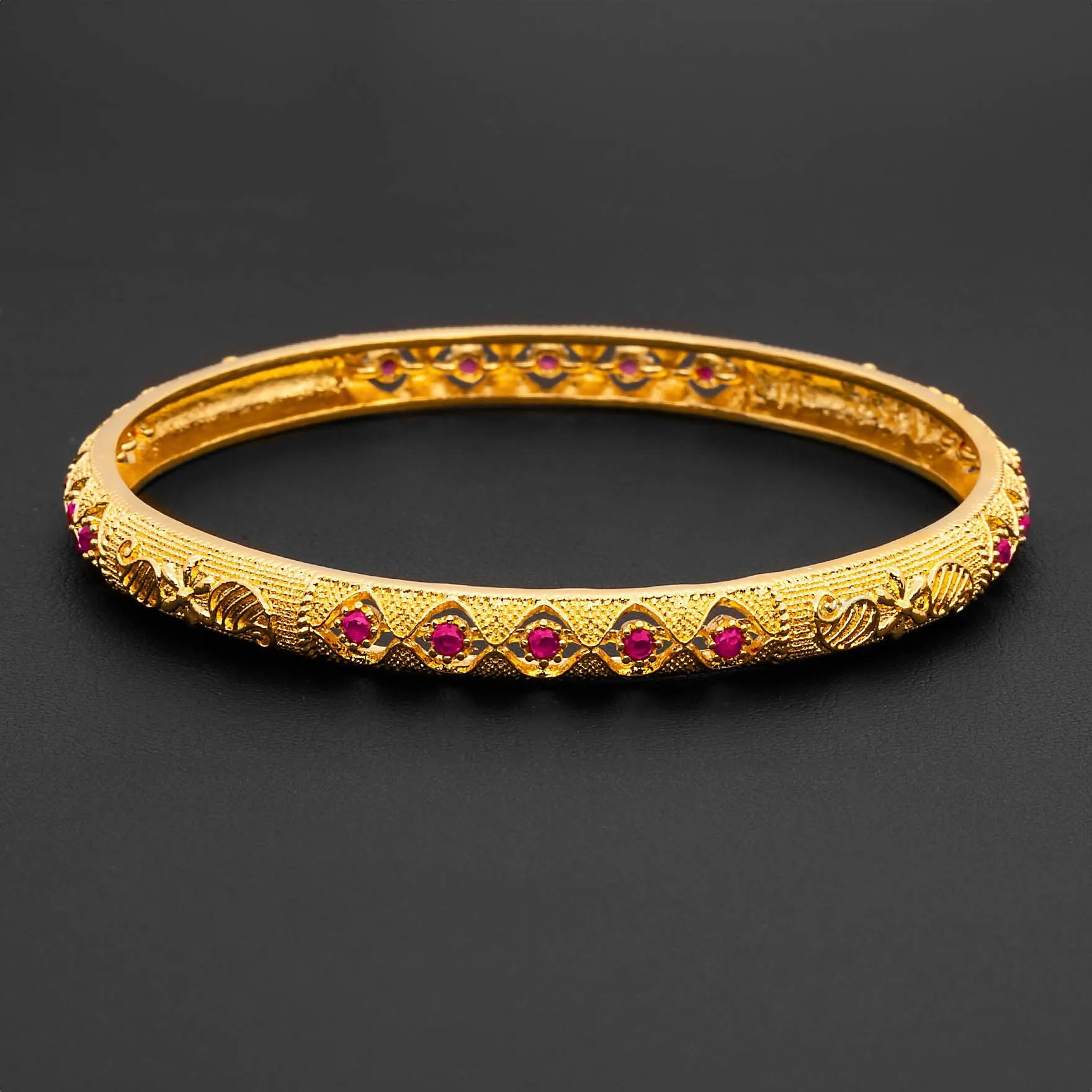 24ct Heavy Gold Plated Stone Bangle PSB16R-022