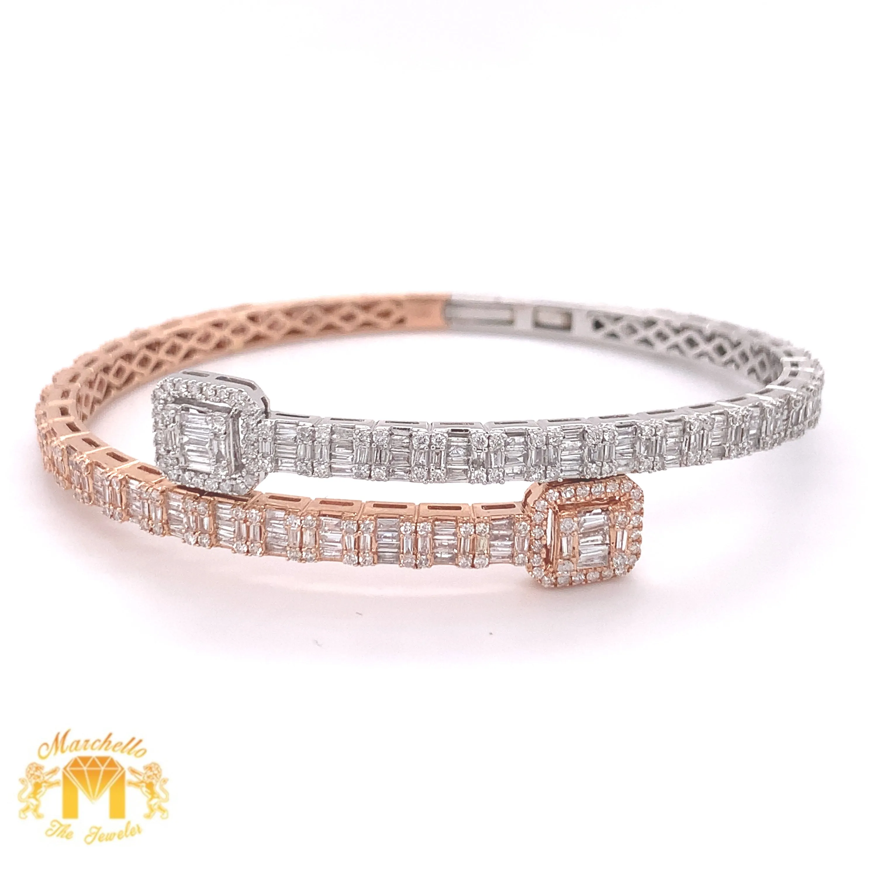 4.5ct Baguette Diamond and 14k Gold 4.7mm Bangle Bracelet