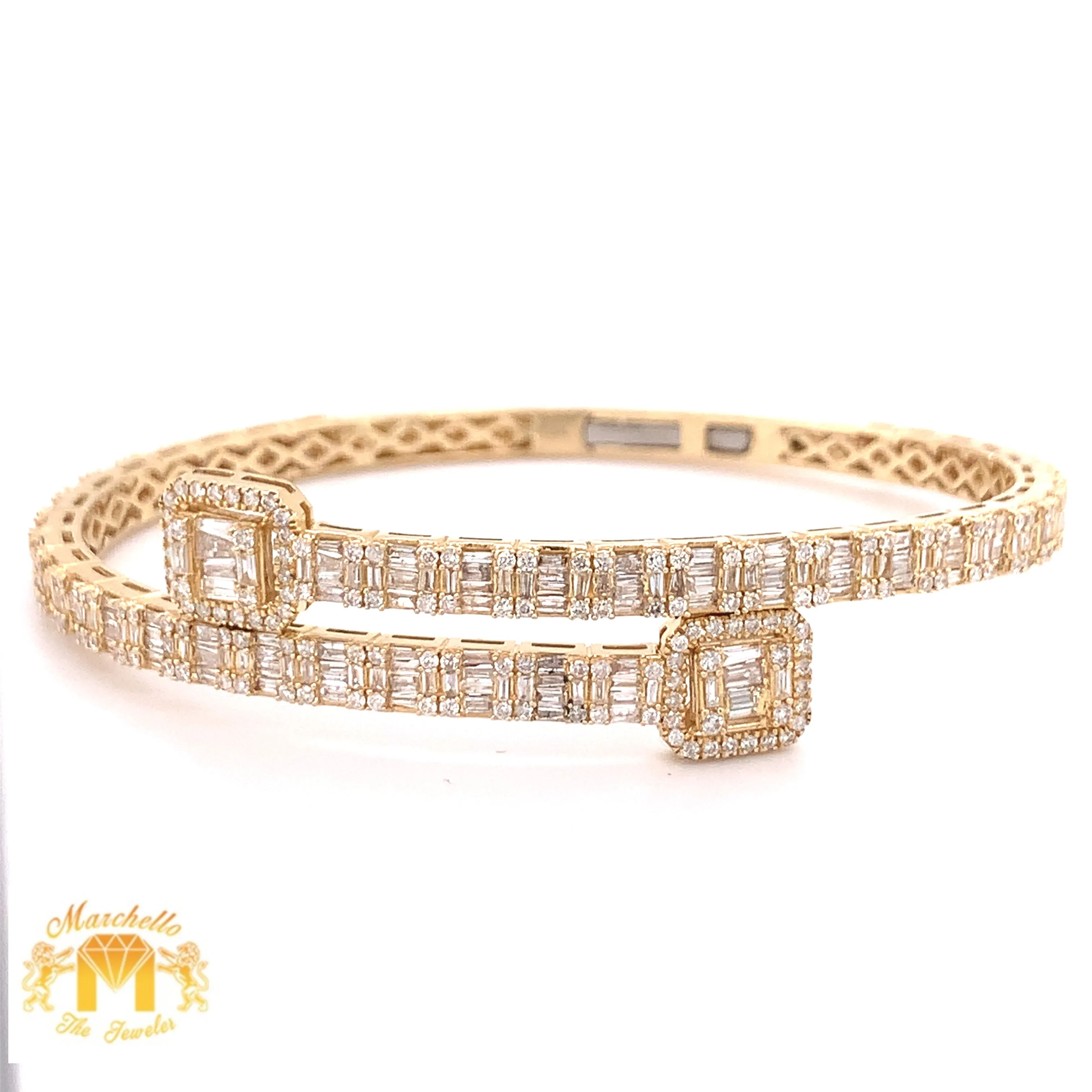 4.5ct Baguette Diamond and 14k Gold 4.7mm Bangle Bracelet