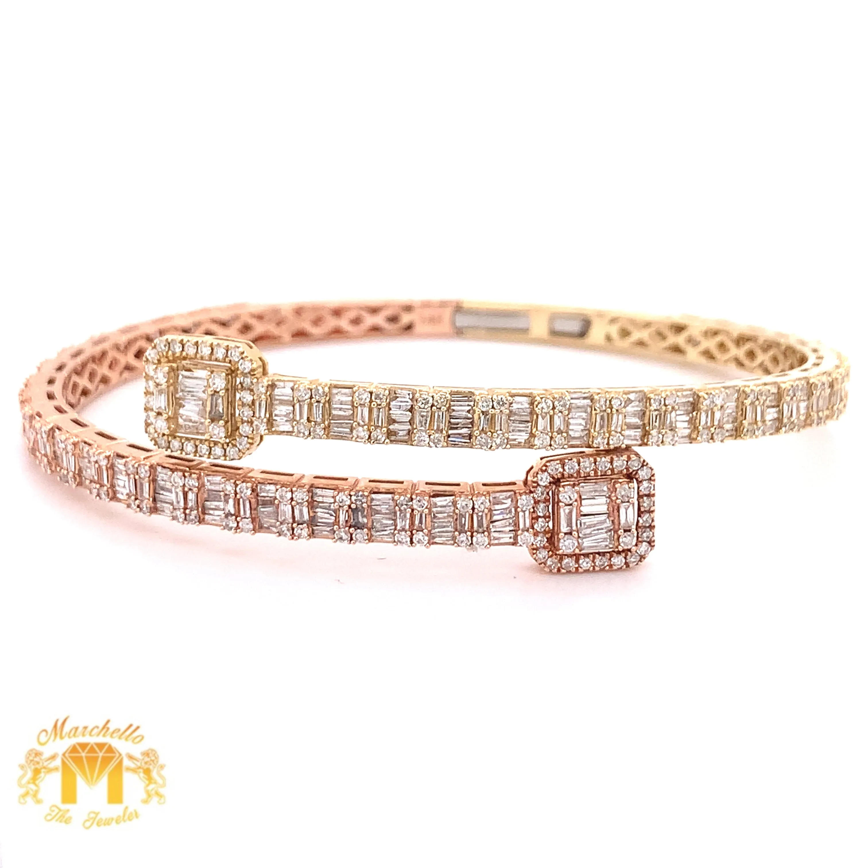 4.5ct Baguette Diamond and 14k Gold 4.7mm Bangle Bracelet