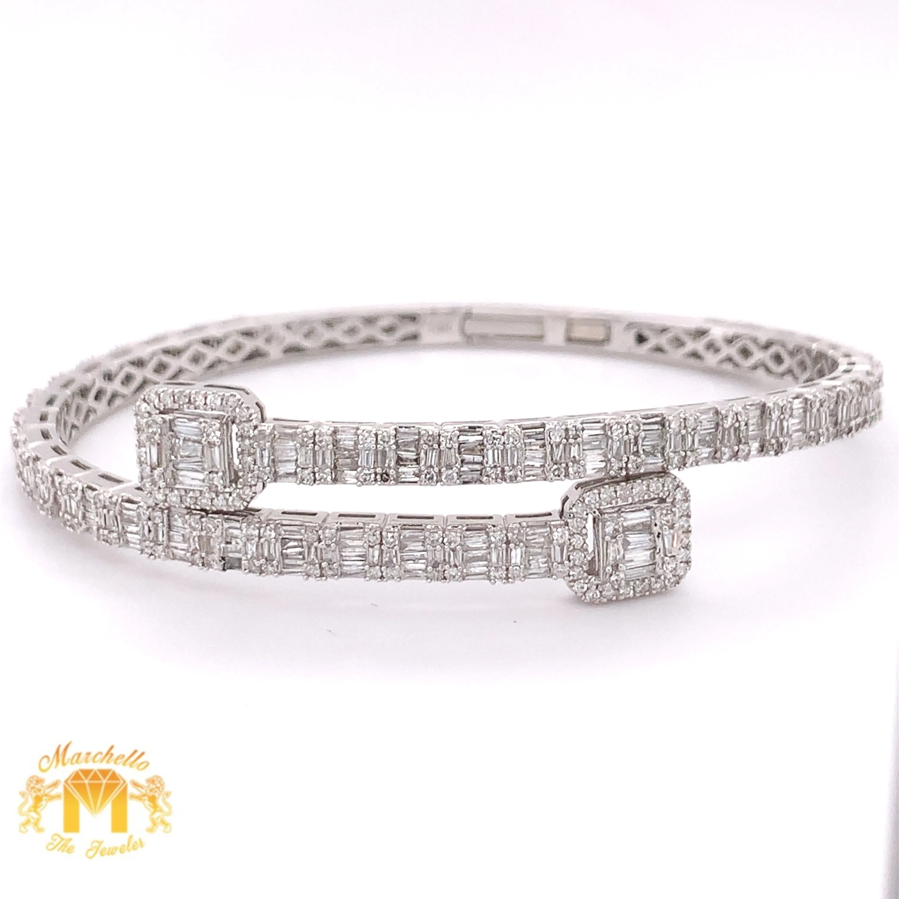 4.5ct Baguette Diamond and 14k Gold 4.7mm Bangle Bracelet