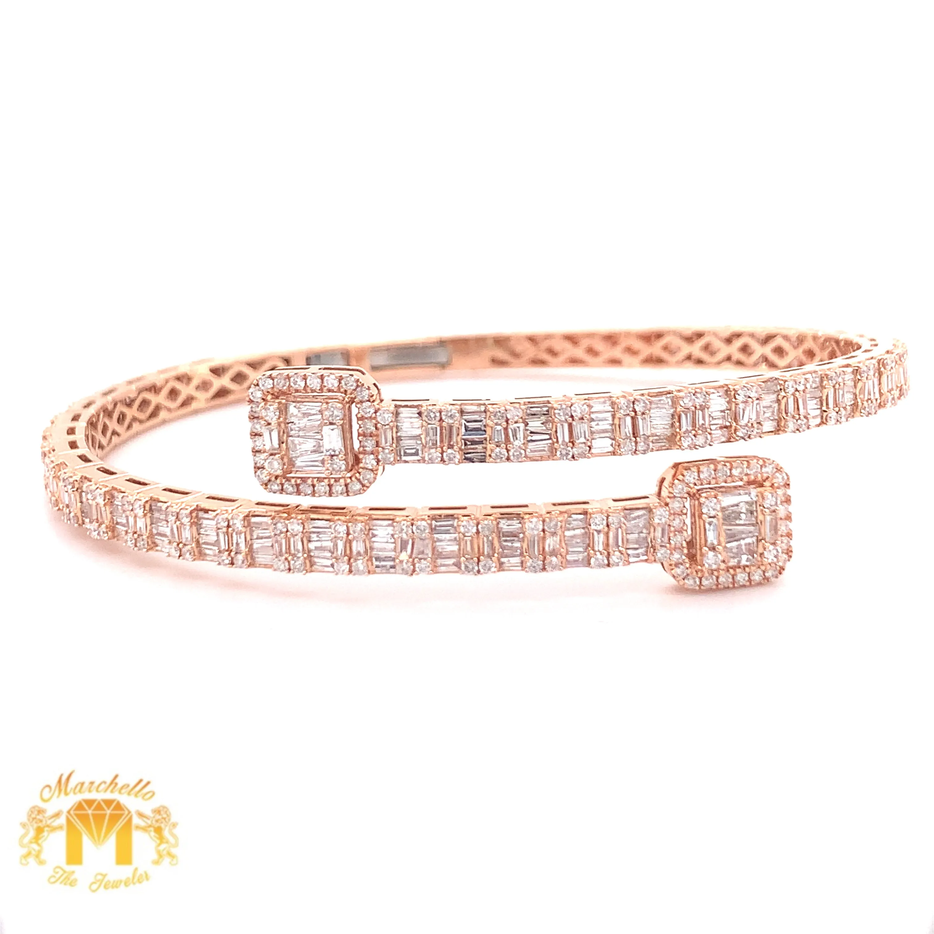 4.5ct Baguette Diamond and 14k Gold 4.7mm Bangle Bracelet