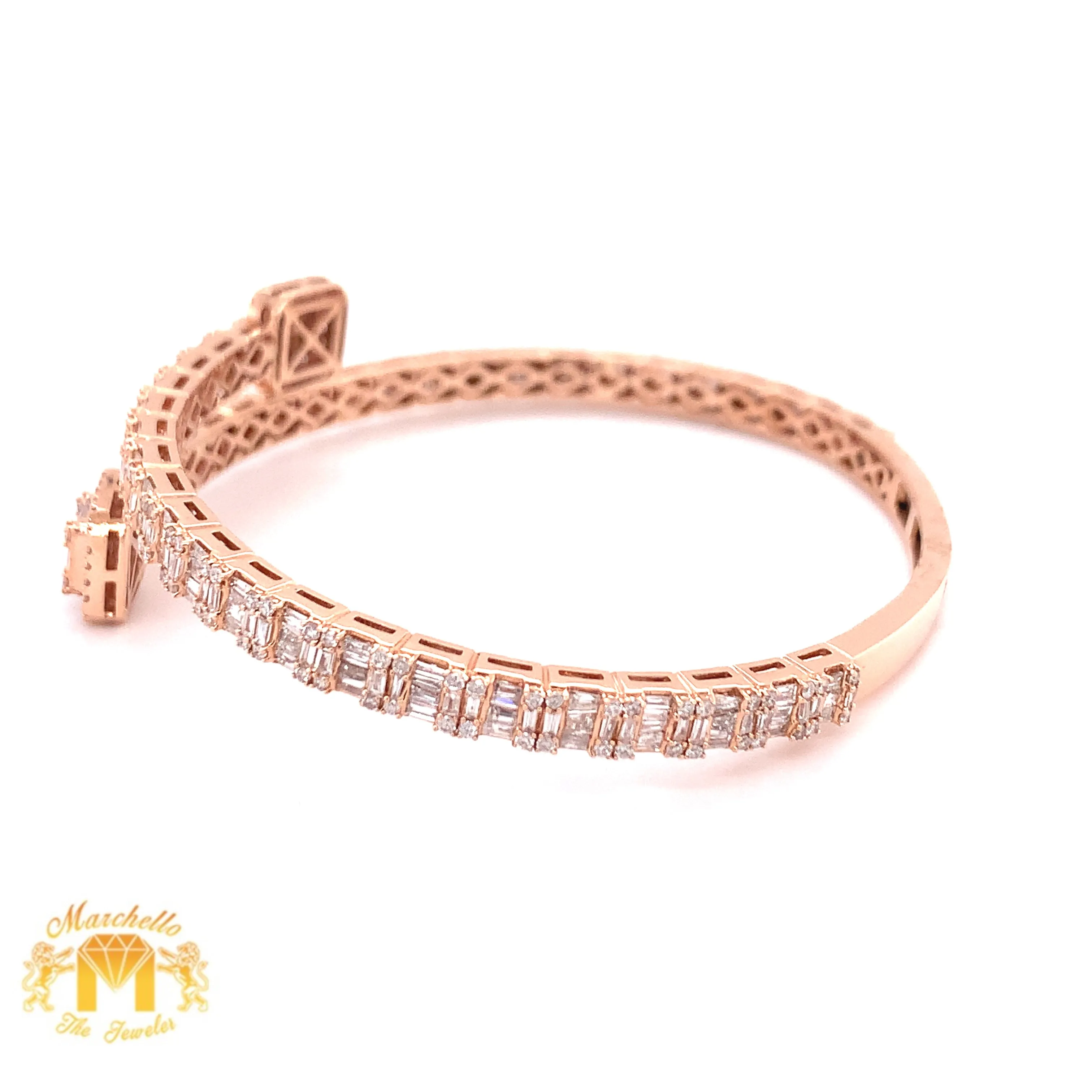 4.5ct Baguette Diamond and 14k Gold 4.7mm Bangle Bracelet