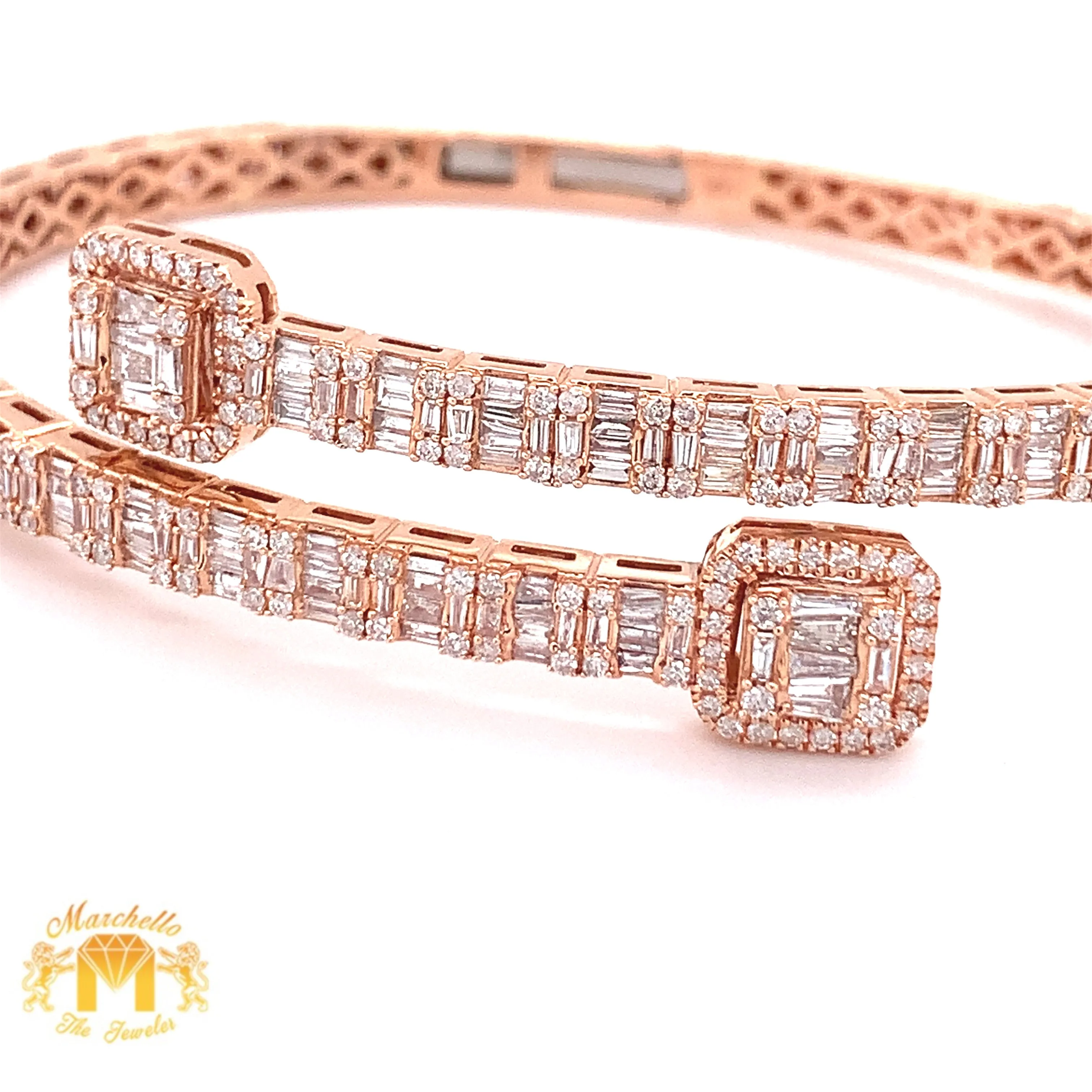 4.5ct Baguette Diamond and 14k Gold 4.7mm Bangle Bracelet