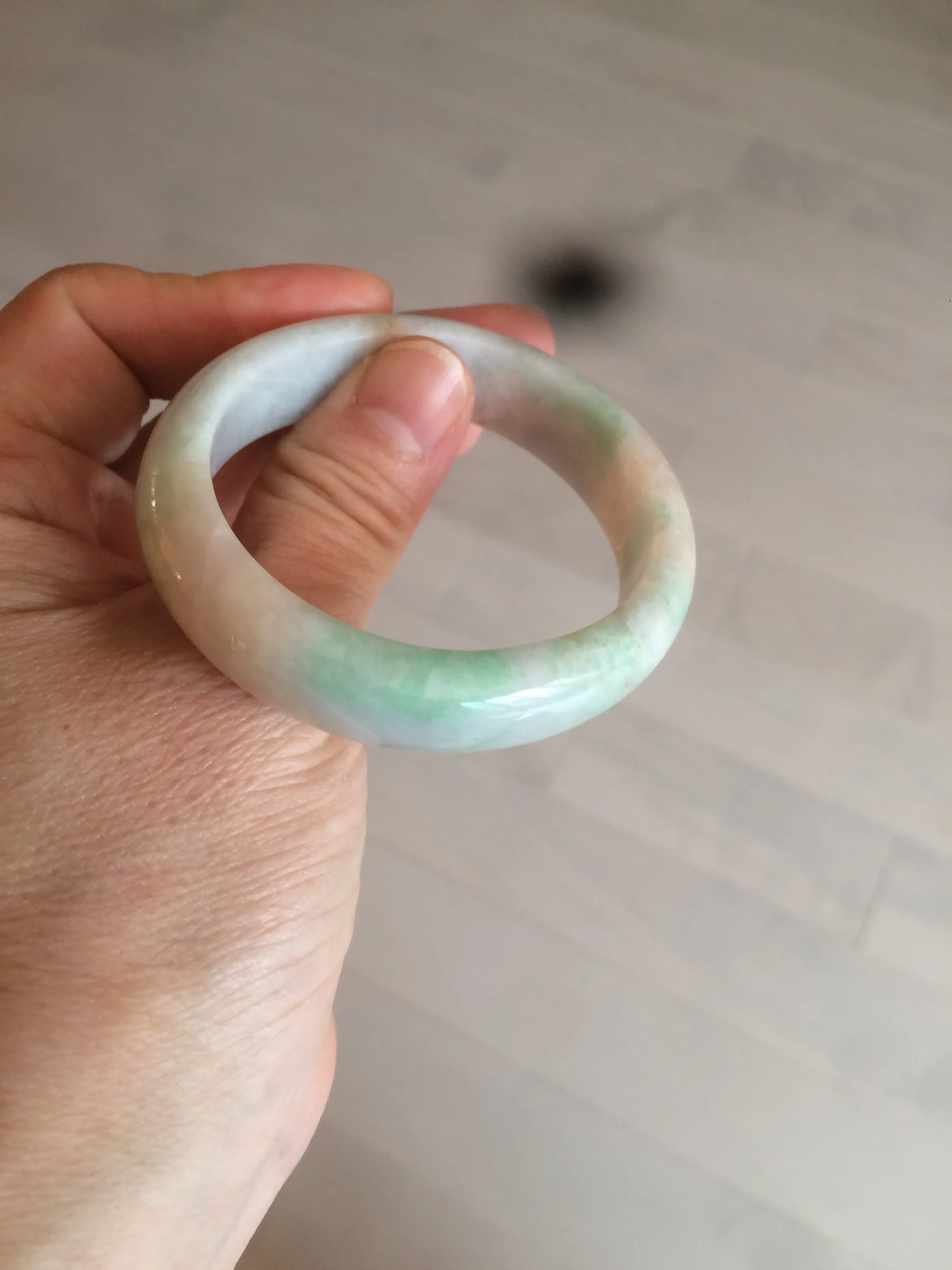 48mm Type A 100% Natural sunny green/purple/yellow ovalJadeite Jade bangle X105-9226