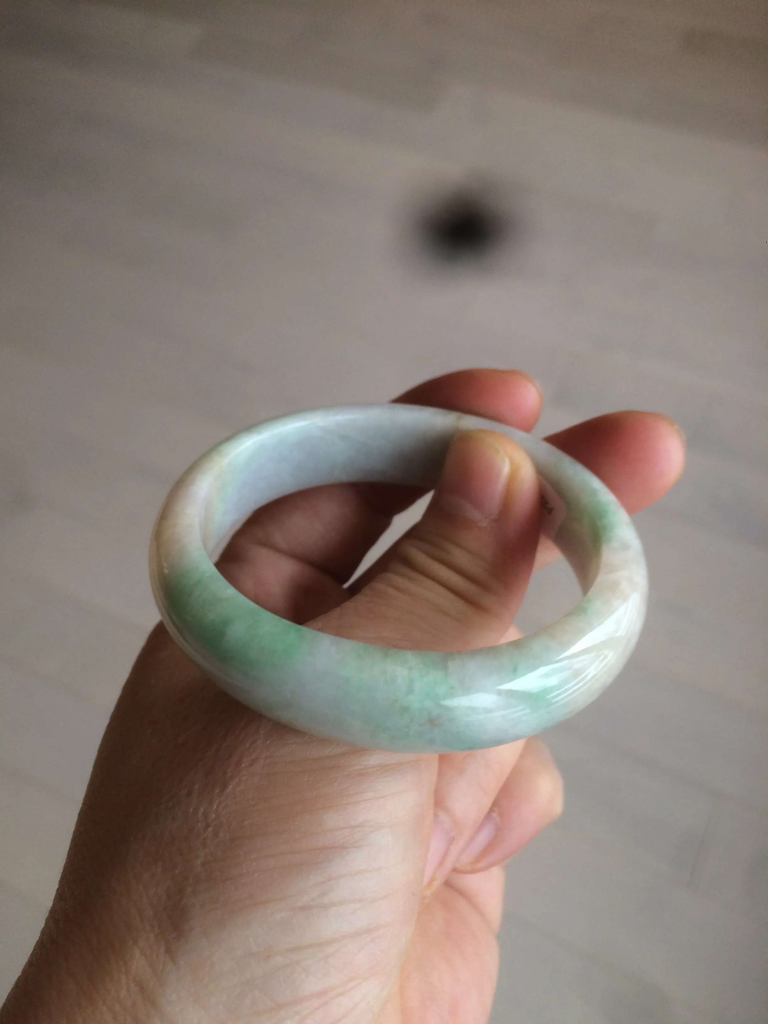 48mm Type A 100% Natural sunny green/purple/yellow ovalJadeite Jade bangle X105-9226