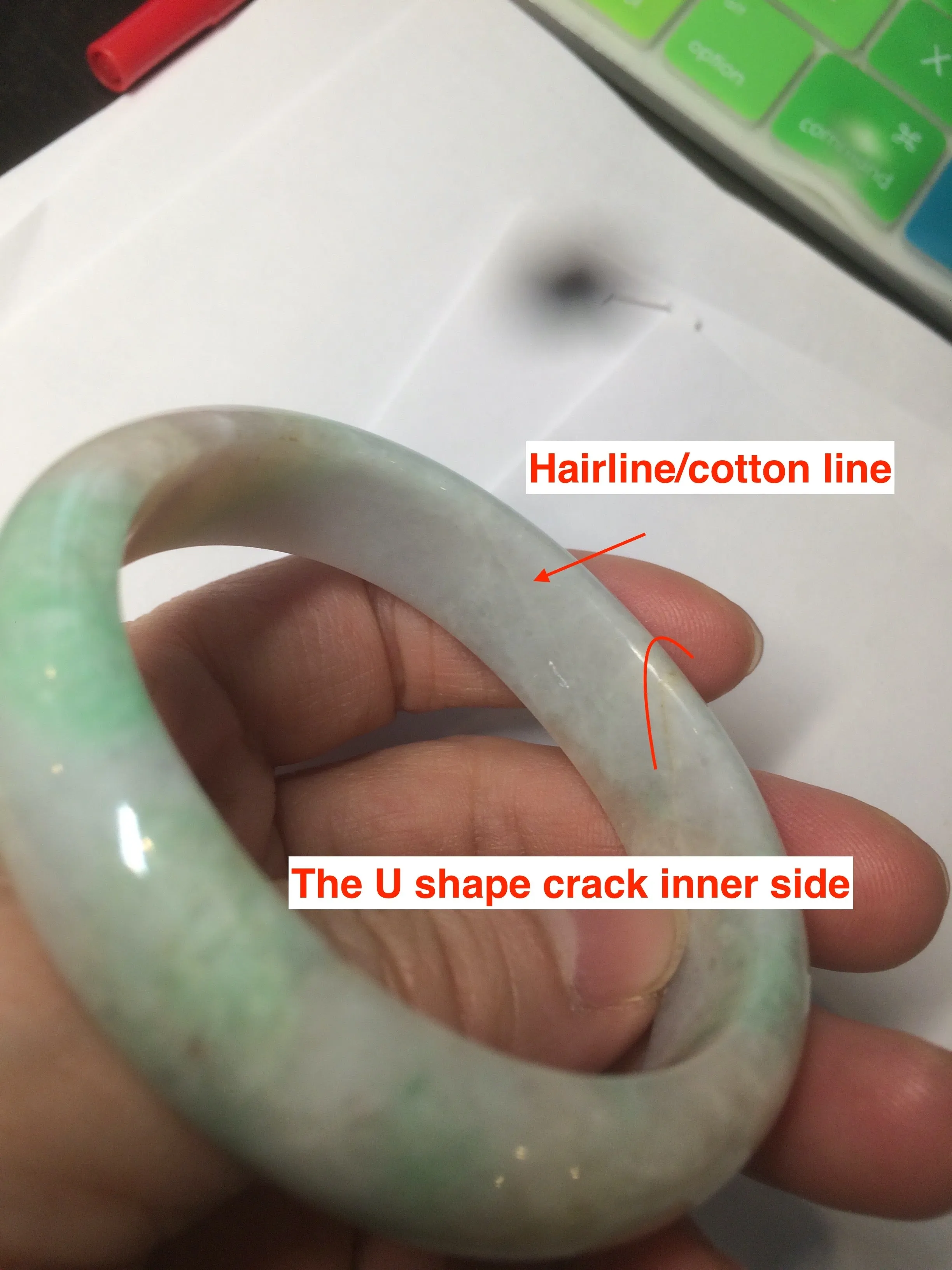 48mm Type A 100% Natural sunny green/purple/yellow ovalJadeite Jade bangle X105-9226