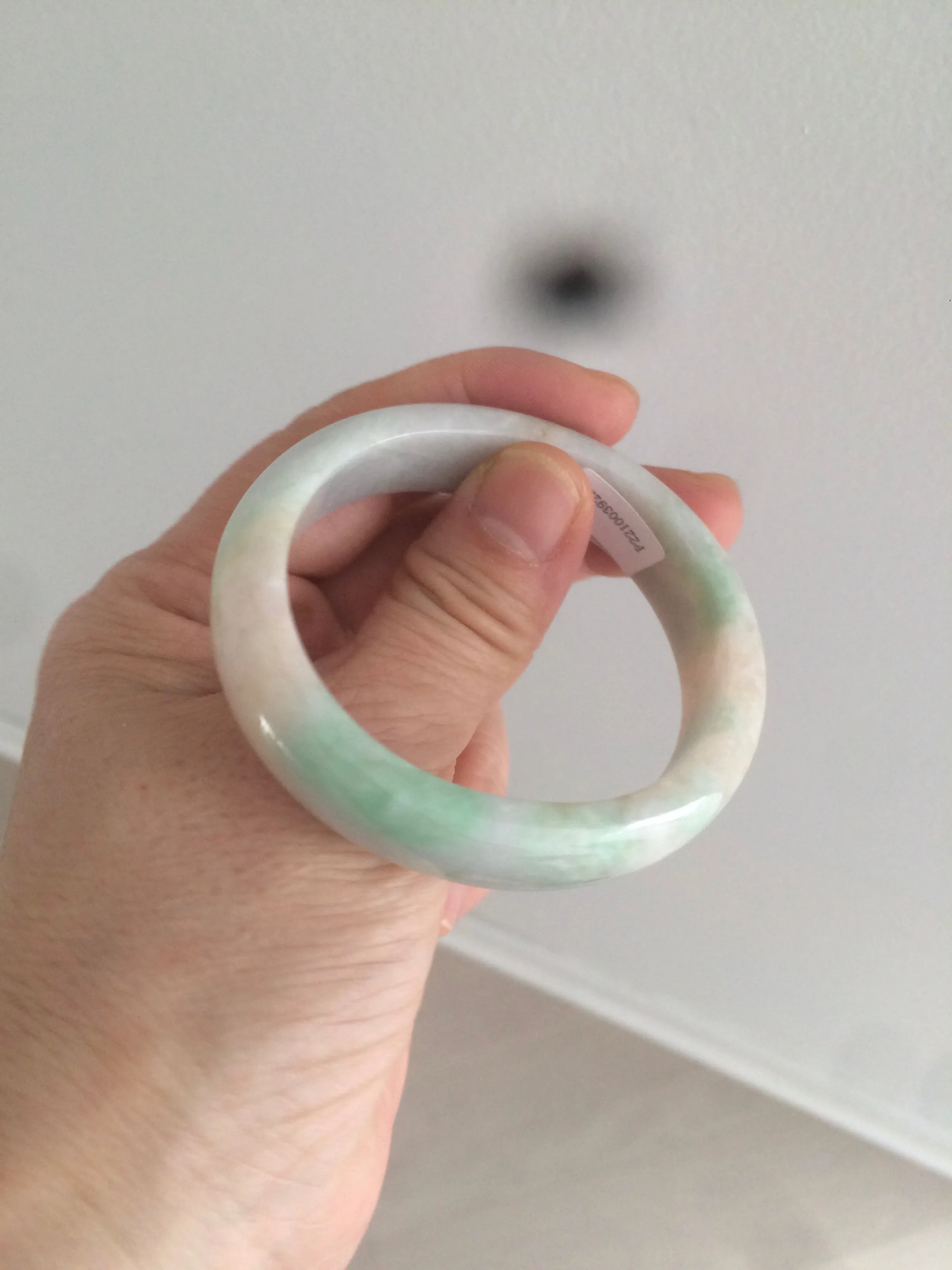 48mm Type A 100% Natural sunny green/purple/yellow ovalJadeite Jade bangle X105-9226