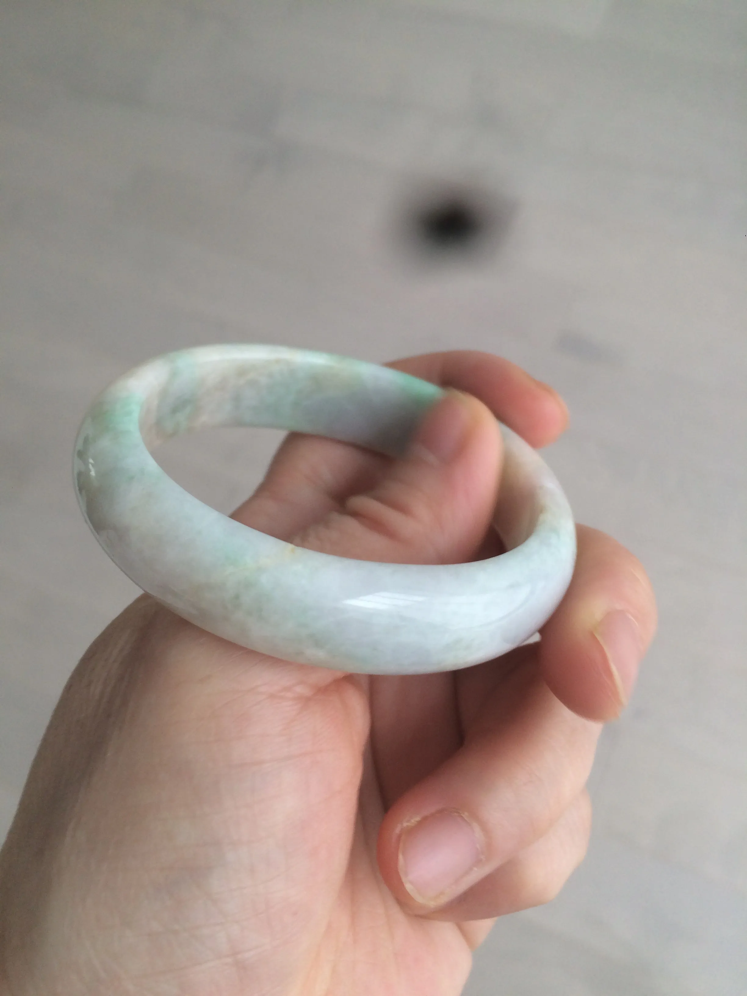 48mm Type A 100% Natural sunny green/purple/yellow ovalJadeite Jade bangle X105-9226