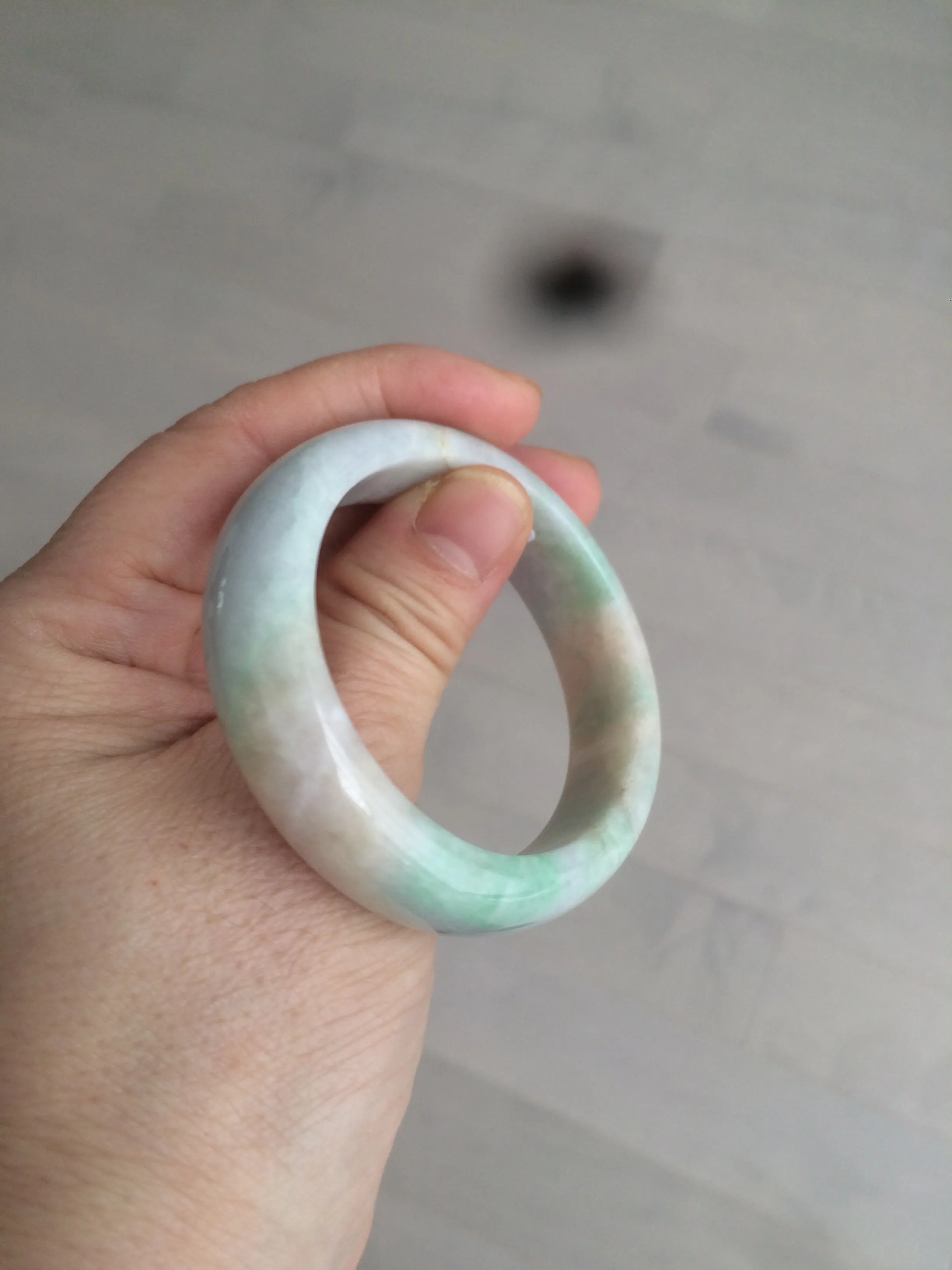 48mm Type A 100% Natural sunny green/purple/yellow ovalJadeite Jade bangle X105-9226