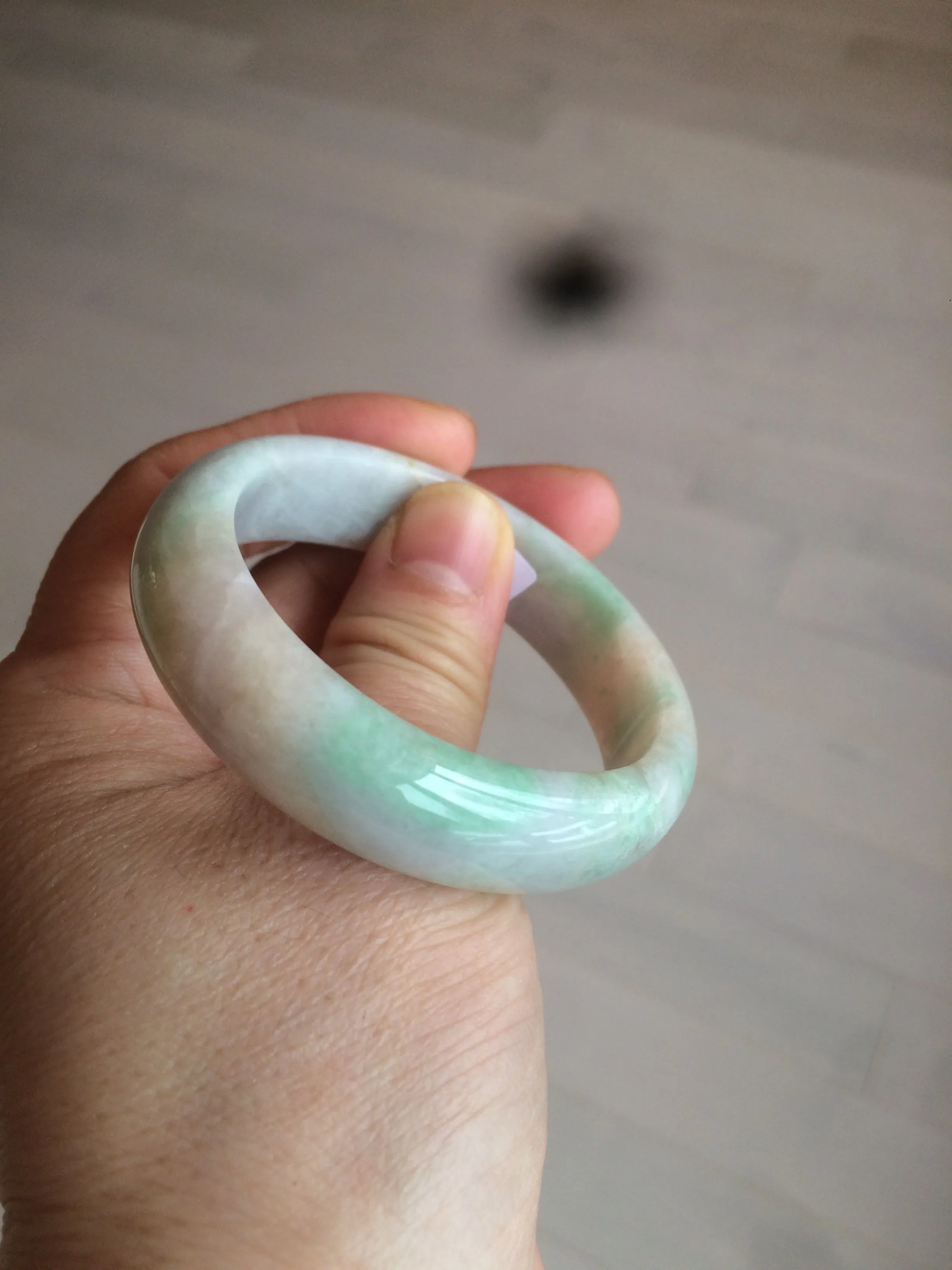 48mm Type A 100% Natural sunny green/purple/yellow ovalJadeite Jade bangle X105-9226