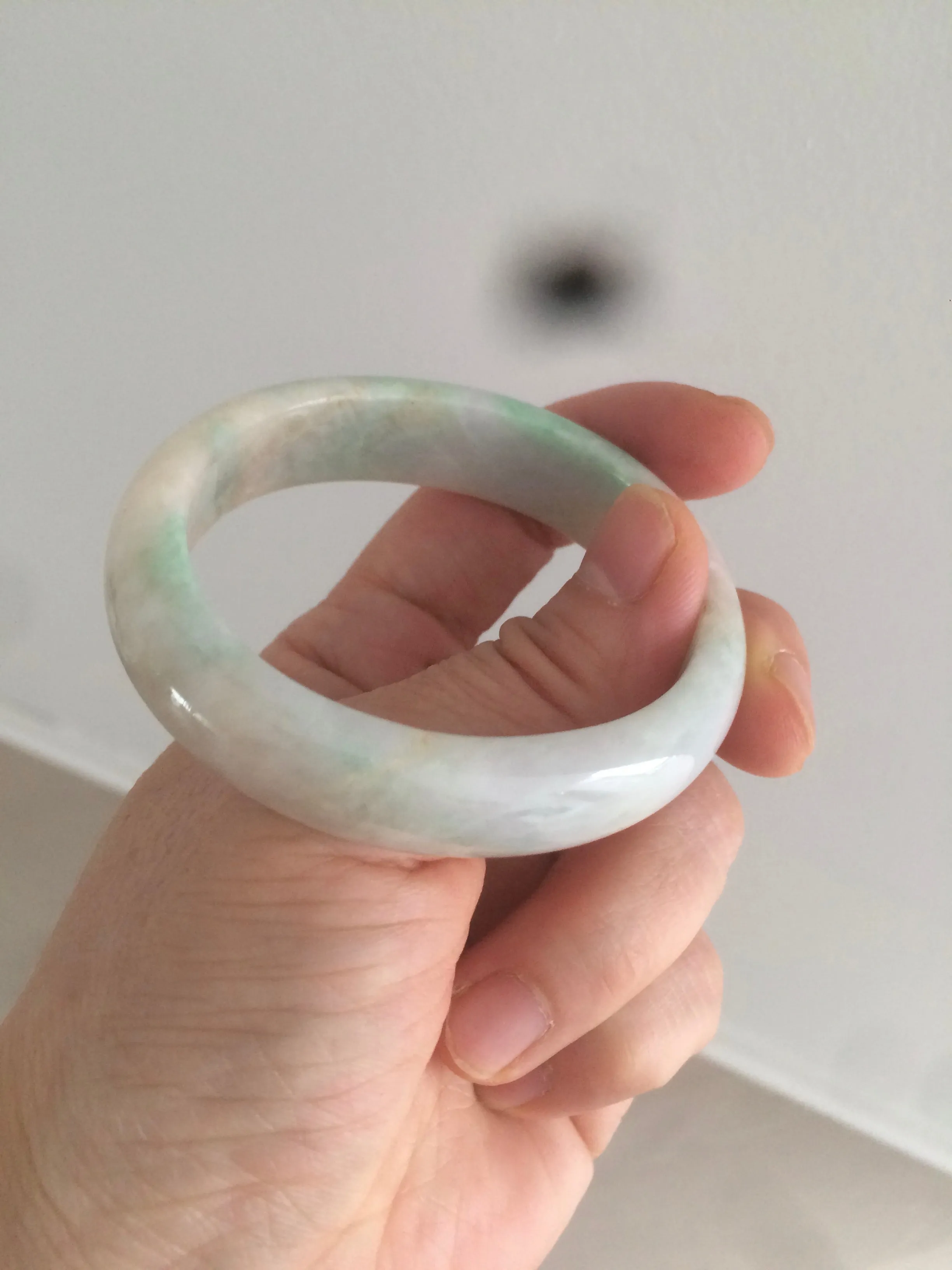 48mm Type A 100% Natural sunny green/purple/yellow ovalJadeite Jade bangle X105-9226