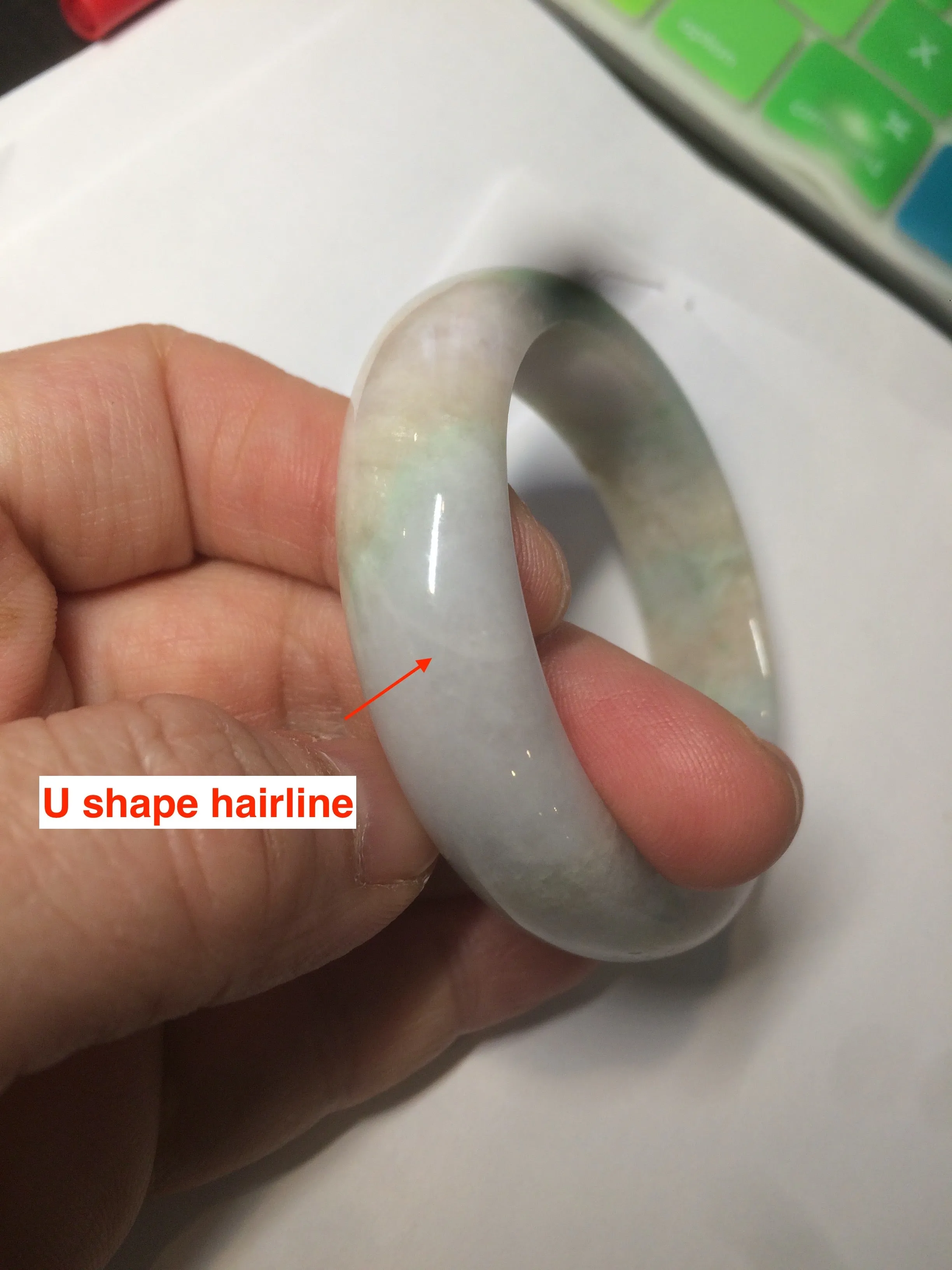 48mm Type A 100% Natural sunny green/purple/yellow ovalJadeite Jade bangle X105-9226