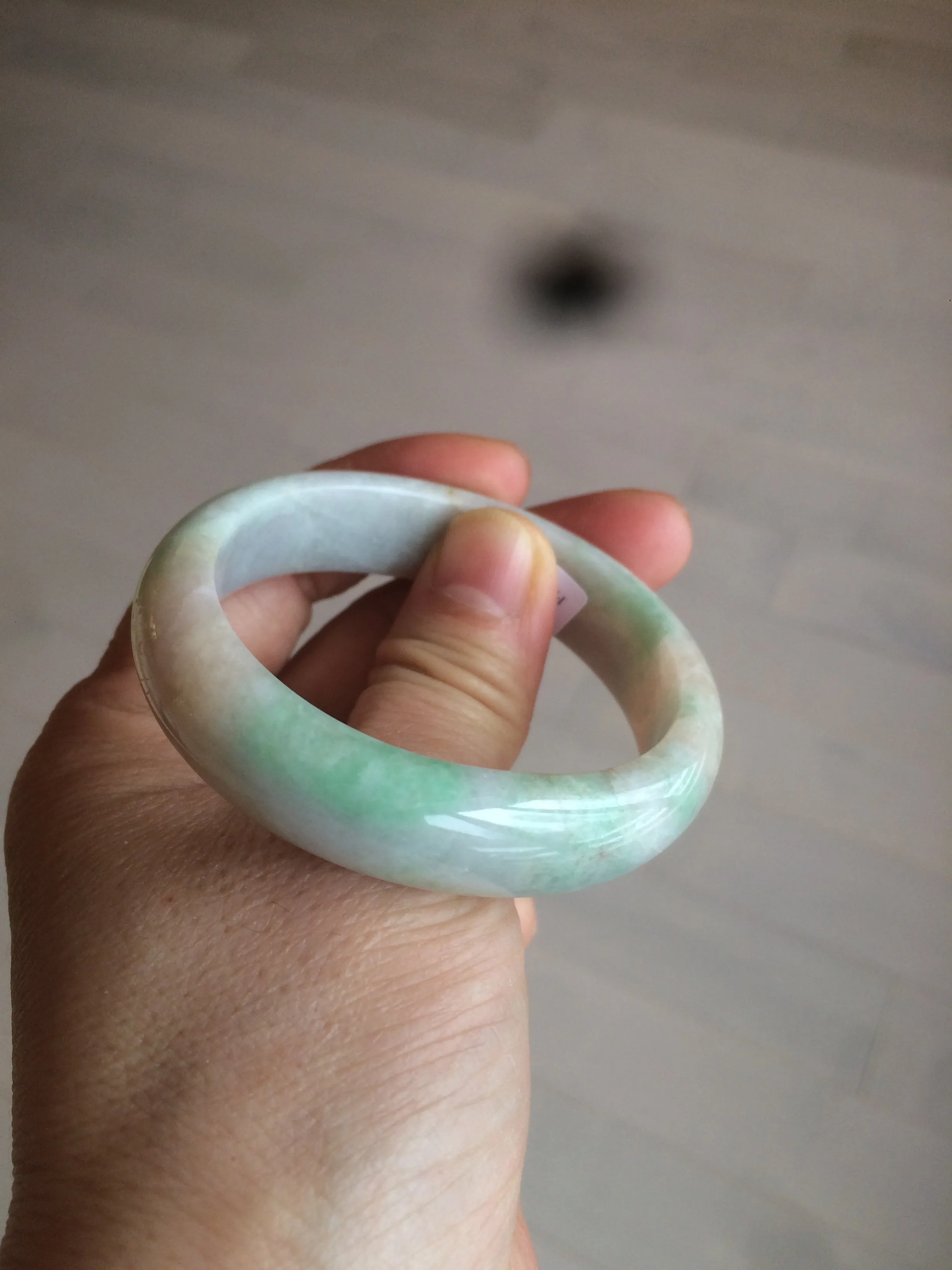 48mm Type A 100% Natural sunny green/purple/yellow ovalJadeite Jade bangle X105-9226