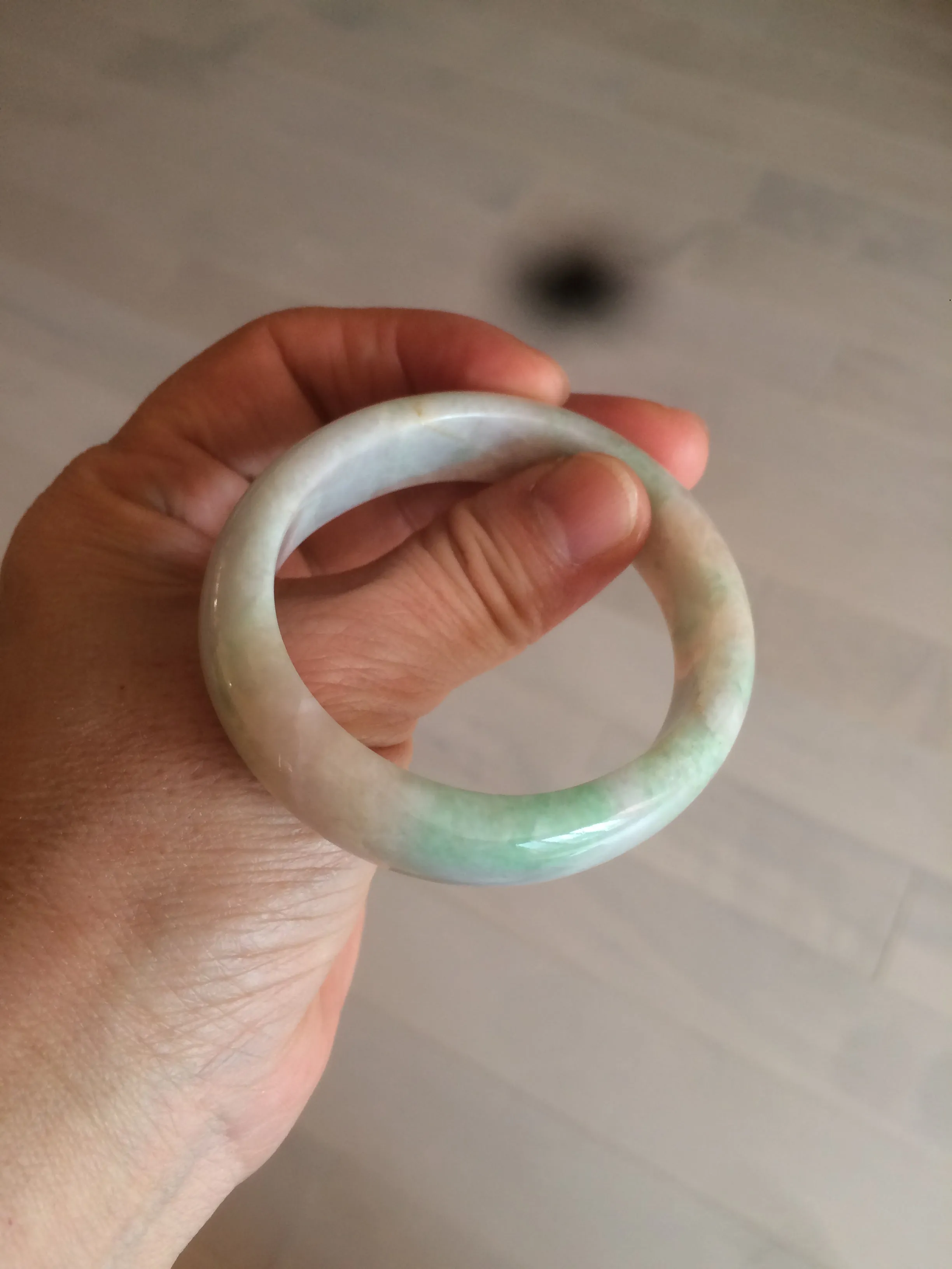 48mm Type A 100% Natural sunny green/purple/yellow ovalJadeite Jade bangle X105-9226